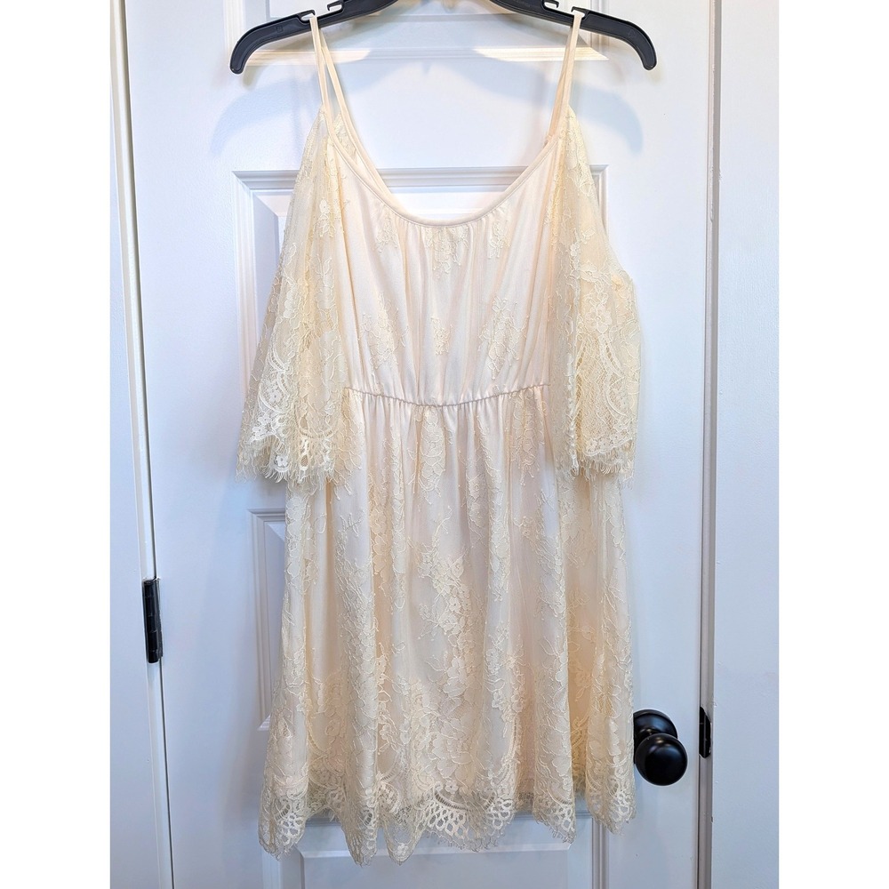 Altar'd State Lace Cold Shoulder Dress Cream